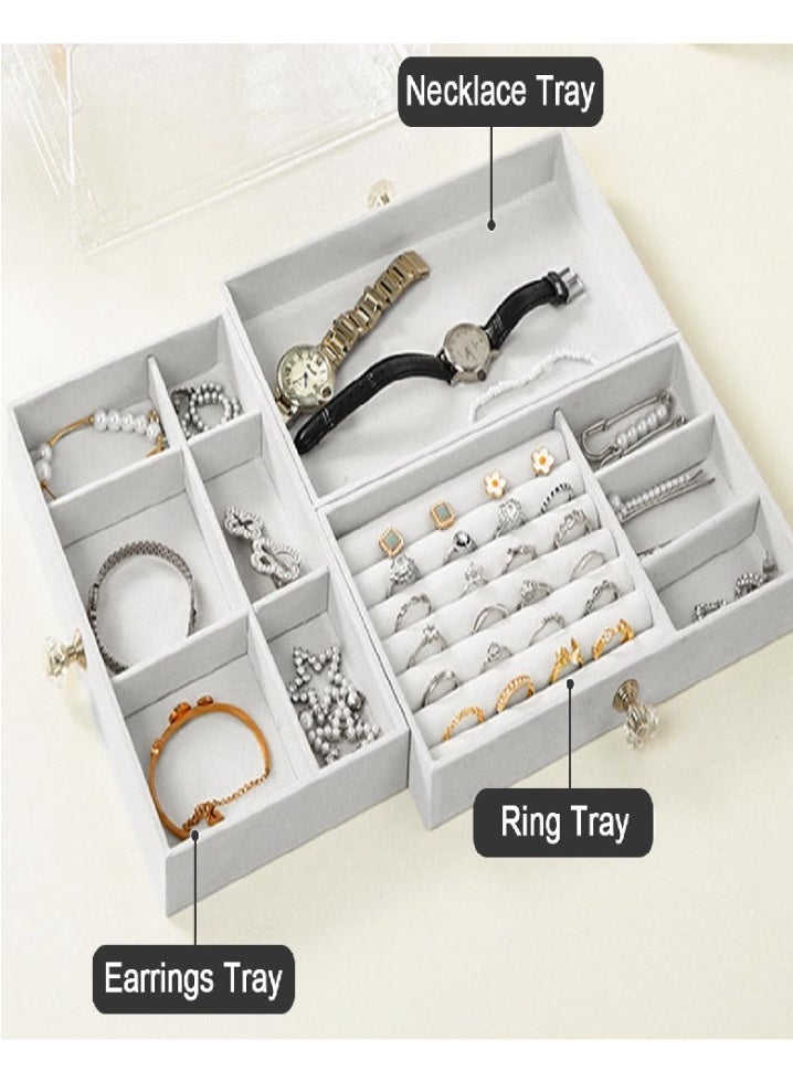 Three-Tier Acrylic and Suede Jewelry and Accessories Organizer - Image 2